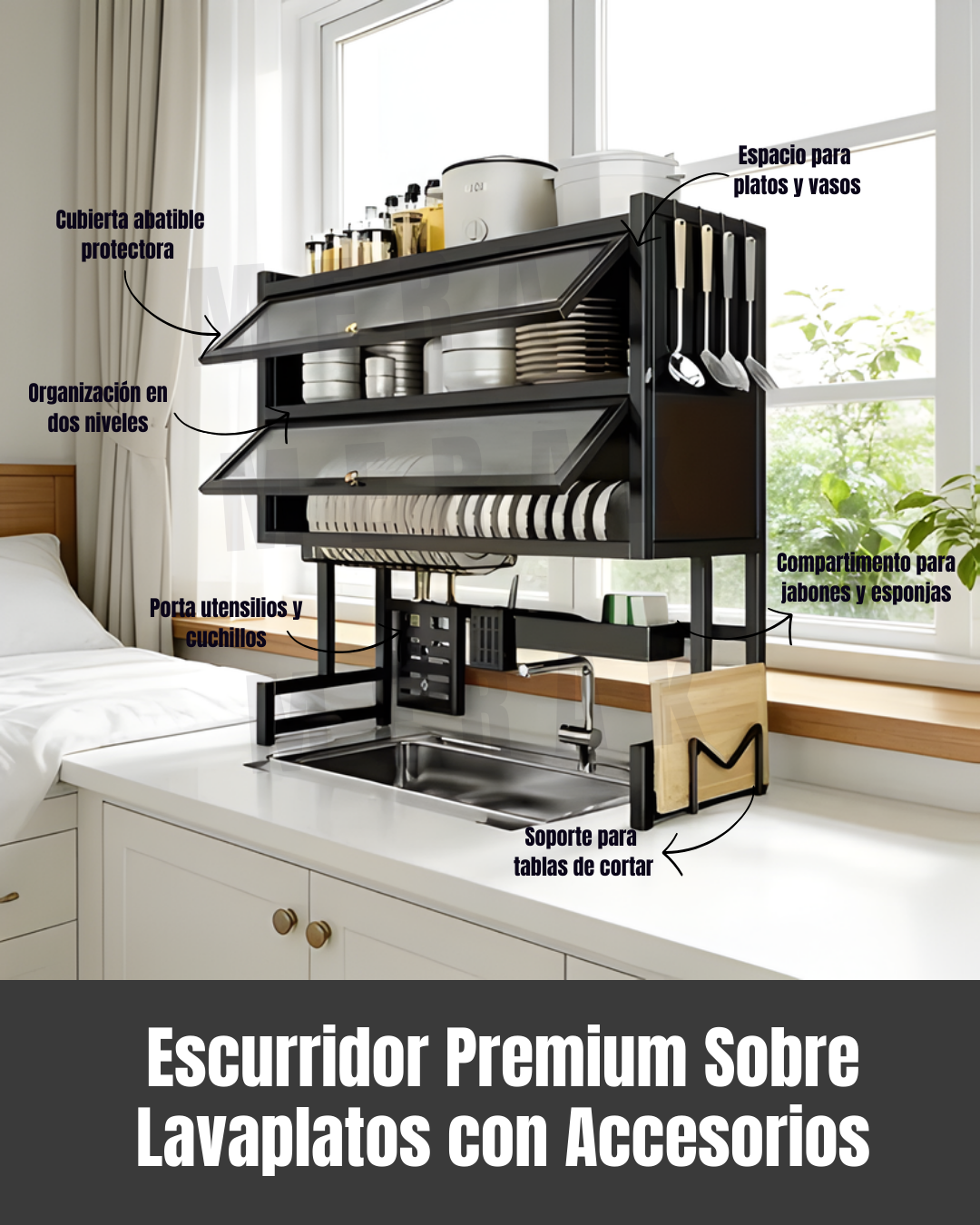 Escurridor de Platos sobre Lavaplatos de dos niveles + Accesorios 2
